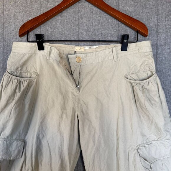 Vintage Y2k Max Studio Tan Cotton Low Rise Wide Leg Tie Hem Cargo Capri Pants - Picture 3 of 17